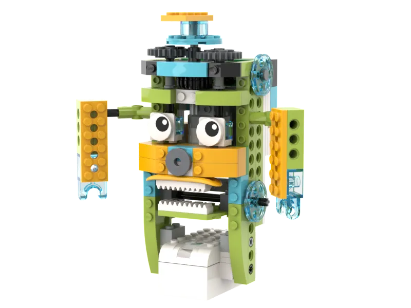 Модель персонажа-робота из LEGO Education с шестернями и подвижными руками, PNG на прозрачном фоне — Лига Роботов, Екатеринбург